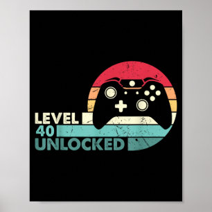 Poster Camisa de Level 40 Desbloqueado para Video Gamer d