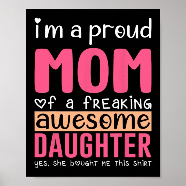 Poster Camisa de Mãe Orgulhosa Presente Da Filha Mães Div (Frente)