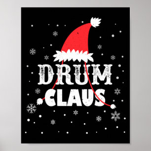Poster Camisa de Manga Longa Baterista do Papai Noel Nata