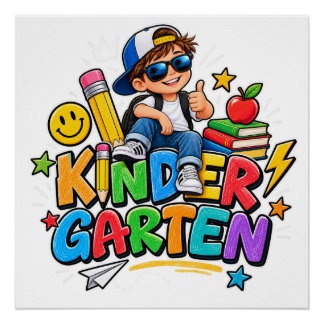 Póster Camisa de Menino de Jardim de Infância para o Prim