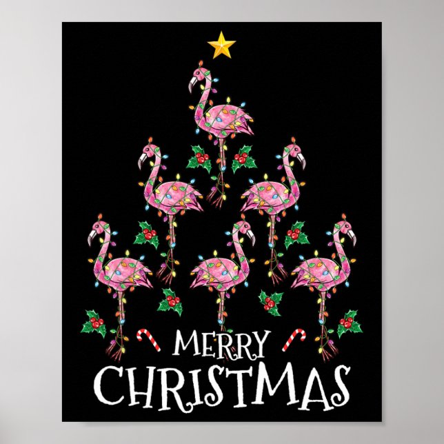 Poster Camisa De Natal Bonita Meninas Meninas Flamingo Tr (Frente)