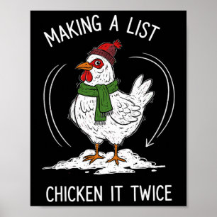 Poster Camisa de Natal de Frango, Fazendo Uma Lista Frang