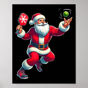 Poster Camisa de Natal de Pickleball de Papai Noel para M