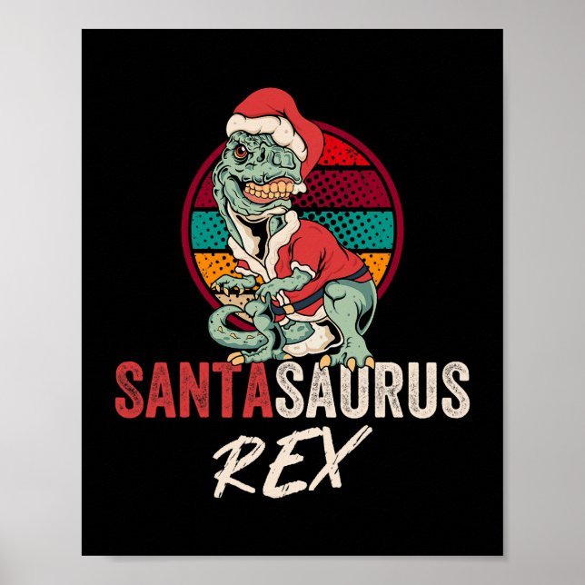 Poster Camisa de Natal do Trex Santasaurus Rex Dinossaur  (Frente)