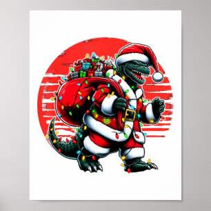 Poster Camisa de Natal Santazilla Monstro Japonês Kaiju