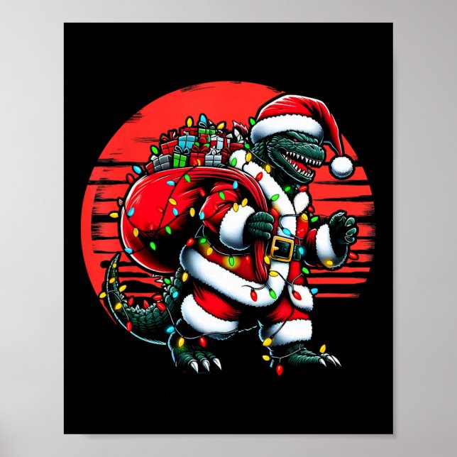 Poster Camisa de Natal Santazilla Monstro Japonês Kaiju  (Frente)