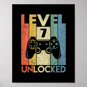 Poster Camisa de nível 7 desbloqueado, jogador de vídeo e