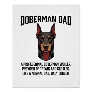 Póster Camisa de Pai do Doberman com Desenho Vintage de C