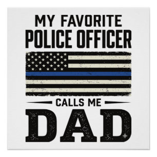 Póster Camisa de Pai Oficial de Polícia Vintage Bandeira