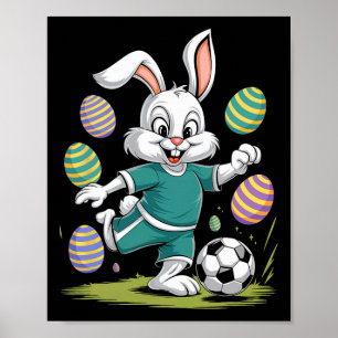 Poster Camisa de Páscoa de Futebol Meninos Coelho de Pásc