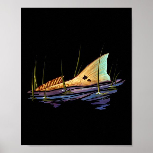 Poster Camisa de peixe tambor vermelho cauda de robalo ve (Frente)