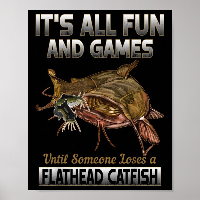 Poster Camisa de Pesca de Bagre Flathead Peixe de Água Do (Frente)