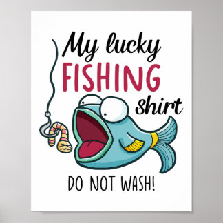 Poster Camisa De Pesca Sortuda Crianças Jovens Mulheres M