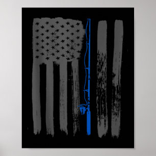 Poster Camisa de Pesca Vintage Bandeira Americana Tanque