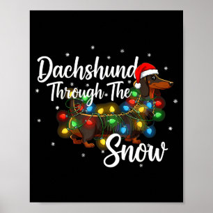 Poster Camisa de pijama de Natal Dachshund através