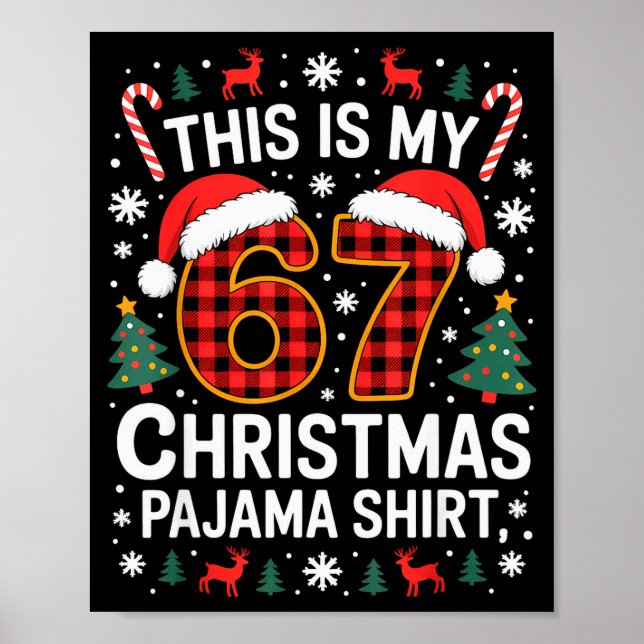 Poster Camisa de pijama de Natal engraçada 67 Seis Sete M (Frente)