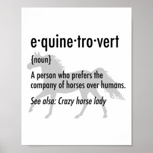 Poster Camisa de Presente do Equino Introduvertida Engraç