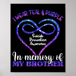 Poster Camisa de prevenção azul turquesa roxo em memória