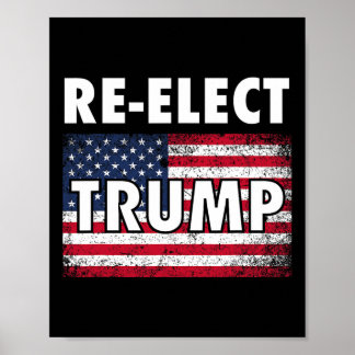 Poster Camisa de Re-eleição de Trump Com Bandeira America