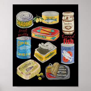 Poster Camisa de Sardinha de Peixe Em Conserva Tomate Men
