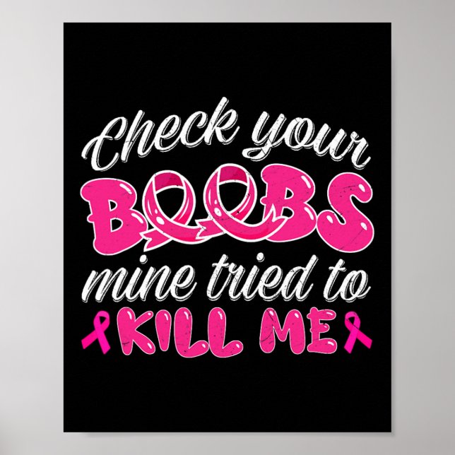 Poster Camisa De Sensibilização Do Cancer Da Mama Verifiq (Frente)