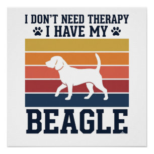Póster Camisa de Terapia de Cachorro Beagle Vintage Desig