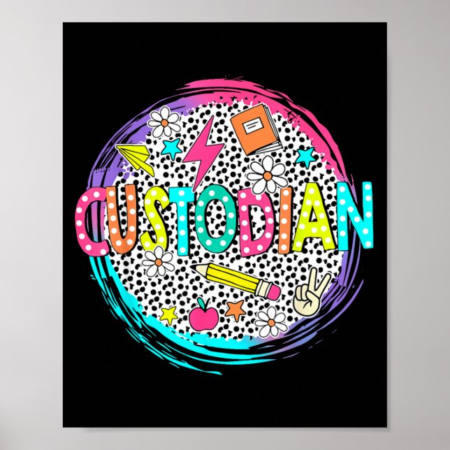 Poster Camisa de Zelador Fofo Primeiro Dia de volta à esc (Frente)