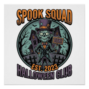 Póster Camisa de Zumbi do Halloween Divertida Esquadrão A
