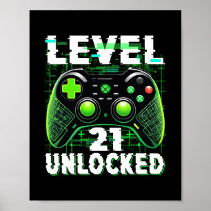 Poster Camisa Desbloqueado Nível 21 Fun Gamer Geeko 21s