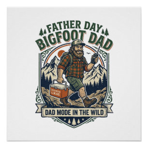 Póster Camisa Dia dos Pais Bigfoot Pai Homem Família Mito