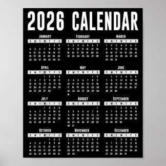 Poster Camisa do Calendário 2026 Calendário 26 2026