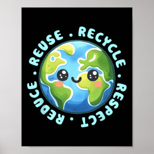 Poster Camisa Do Dia Da Terra Reduz O Reciclar De Reutili