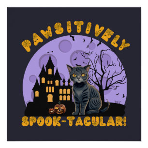 Póster Camisa do Dia das Bruxas Camisas de gato preto