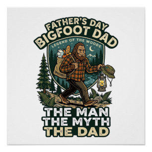 Póster Camisa do Dia do Pai Bigfoot Pai Forte Silencioso