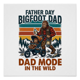 Póster Camisa do Dia do Pai Bigfoot Pai Lenda do Acampame