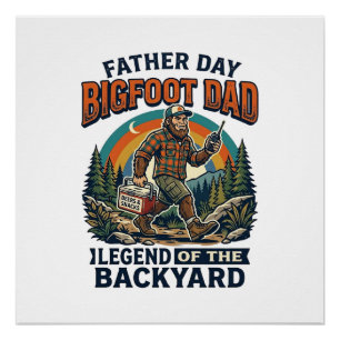 Póster Camisa do Dia dos Pais Bigfoot Pai Lanches Herói P