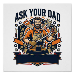 Póster Camisa do Dia dos Pais Pergunte ao seu pai ele con