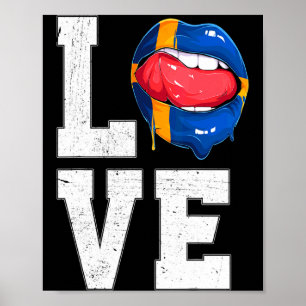 Poster Camisa do Fã de Futebol da Bandeira da Suécia Amo