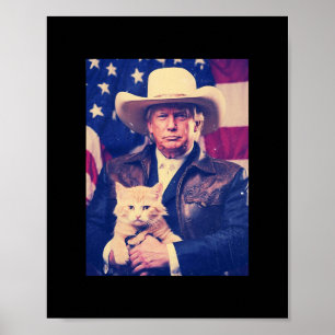 Poster Camisa do Gato Trump Engraçado Cowboy Donald Trump