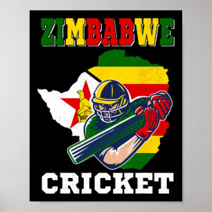 Poster Camisa do jogador de críquete Zimbwe Bandeira Pret