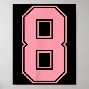 Poster Camisa do Jogador Número 8 Rosa Uniforme #8 