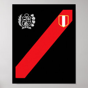 Poster Camisa do Peru Bandeira Peruana Escudo Retro Futeb