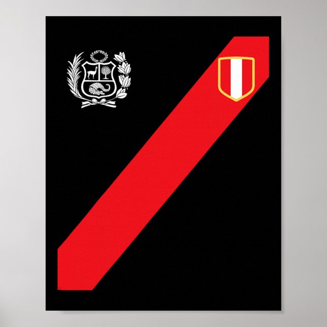 Poster Camisa do Peru Bandeira Peruana Escudo Retro Futeb (Frente)