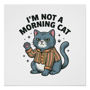 Póster Camisa engraçada com gravura vintage de gato matin