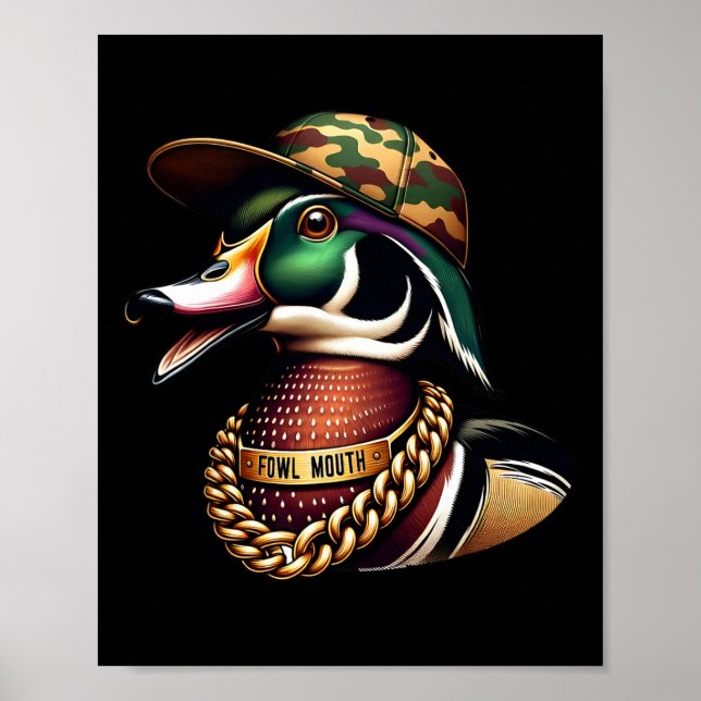 Poster Camisa engraçada de caçador de pato Boca suja Caça (Frente)