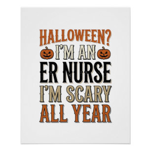 Póster Camisa engraçada de enfermeira de PS Halloween ass