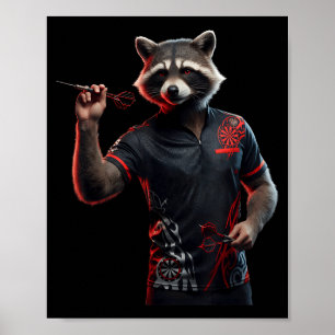 Poster Camisa engraçada de guaxinim para jogar dardos Dar