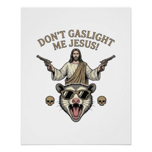 Póster Camisa engraçada de Jesus Gambá com desenho de gra