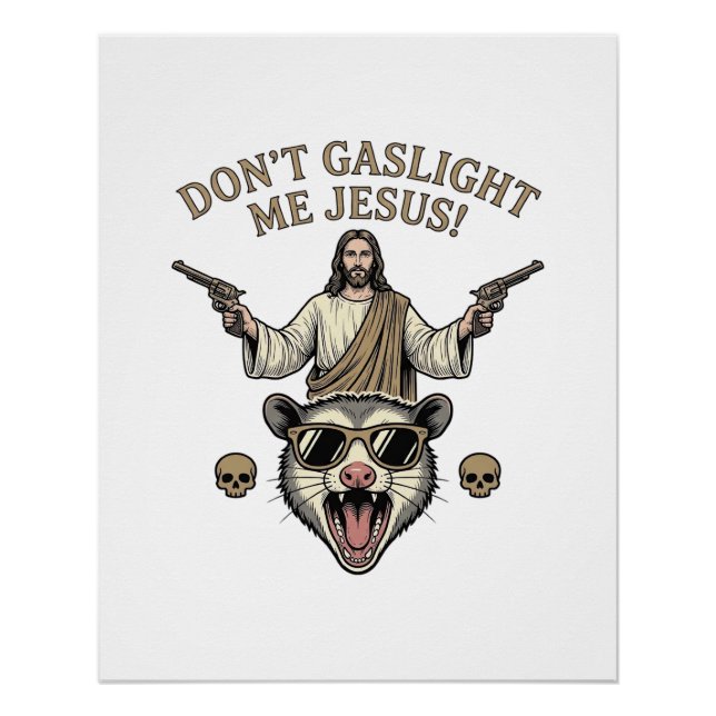 Póster Camisa engraçada de Jesus Gambá com desenho de gra (Frente)