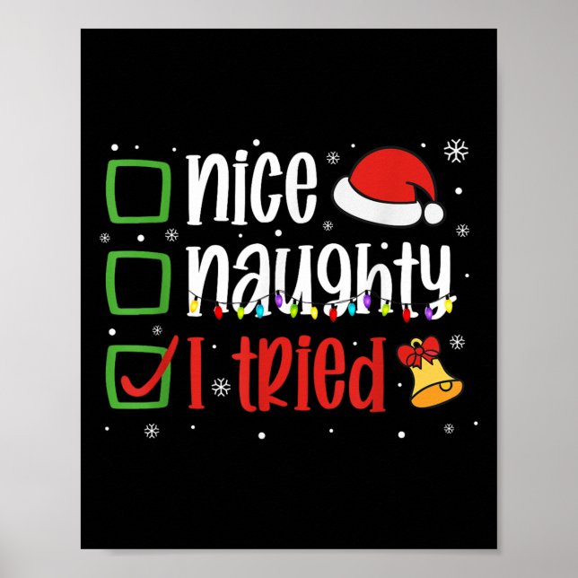 Poster Camisa engraçada de Natal Boa Travessa Eu Tentei F (Frente)